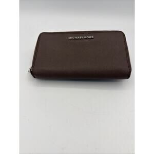 Michael Kors Jet Set Travel Wallet, Large Leather Continental- Brown Chocolate